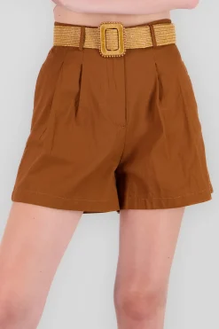 Shasa Wide Shorts with Linen Belt Detail