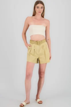 Shasa Wide Shorts with Linen Belt Detail