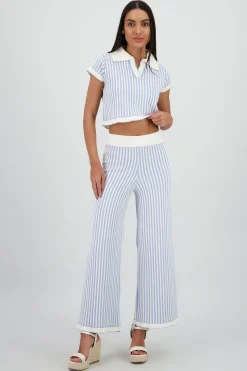 Shasa Wide Striped Knit Pants