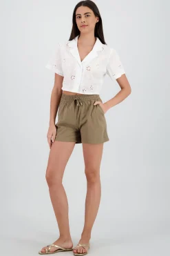 Shasa Wide Waistband and Detail Shorts