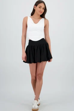 Shasa Wide Waistband Detail Mini Skirt