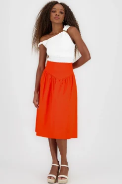 Shasa Wide Waistband Midi Skirt