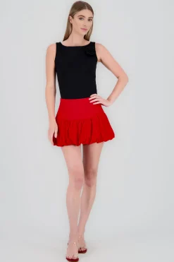 Shasa Wide Waistband Mini Bubble Skirt