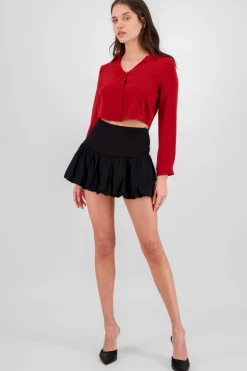 Shasa Wide Waistband Mini Bubble Skirt