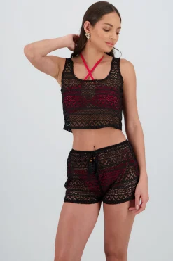Shasa Zig Zag Knit Spaghetti Strap Top