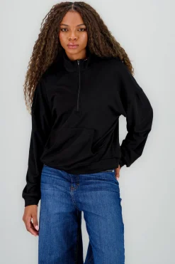 Shasa Zip Detail Kangaroo Pocket Hoodie